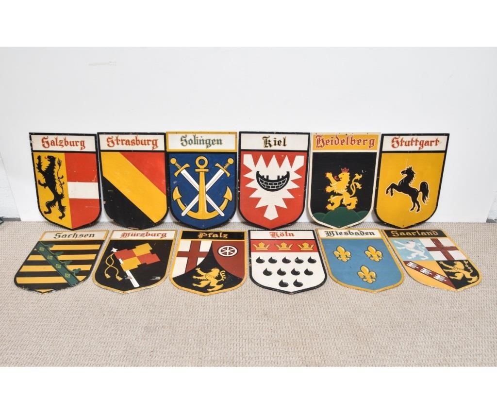 Set of twelve German city crests,