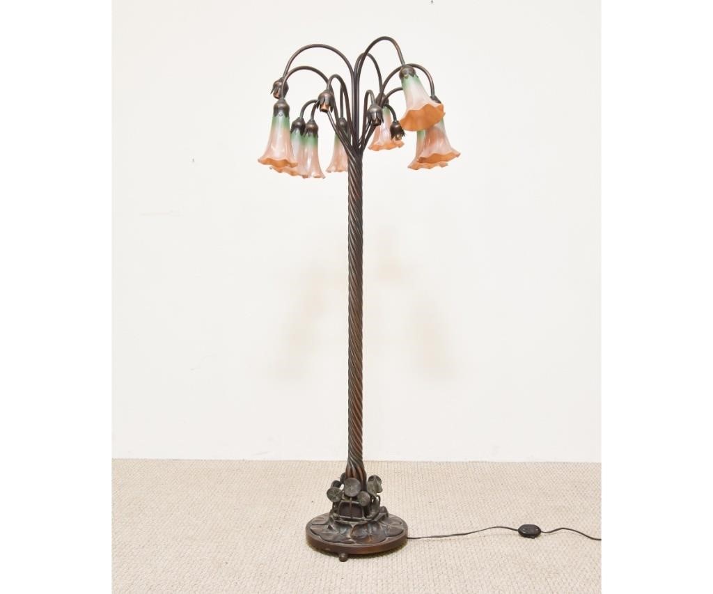 Tiffany style bronze floor lamp, 1980,