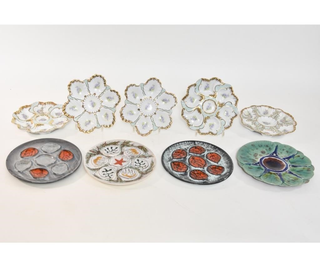 Five Nippon oyster plates; together
