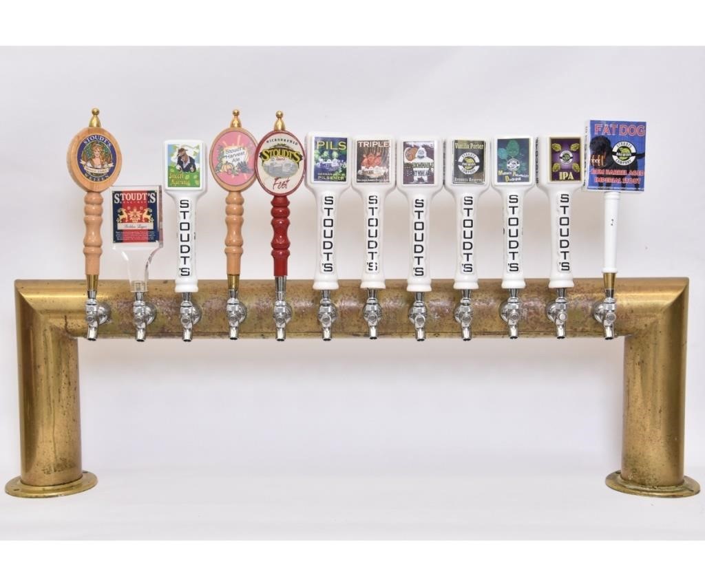 Stoudts 12-handled brass bar beer tap