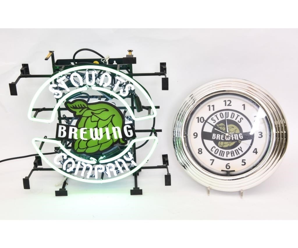 Stoudts Brewing Co. neon sign in green