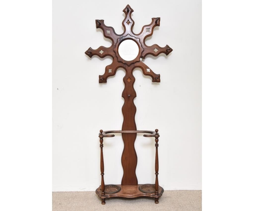 Victorian walnut hall rack with