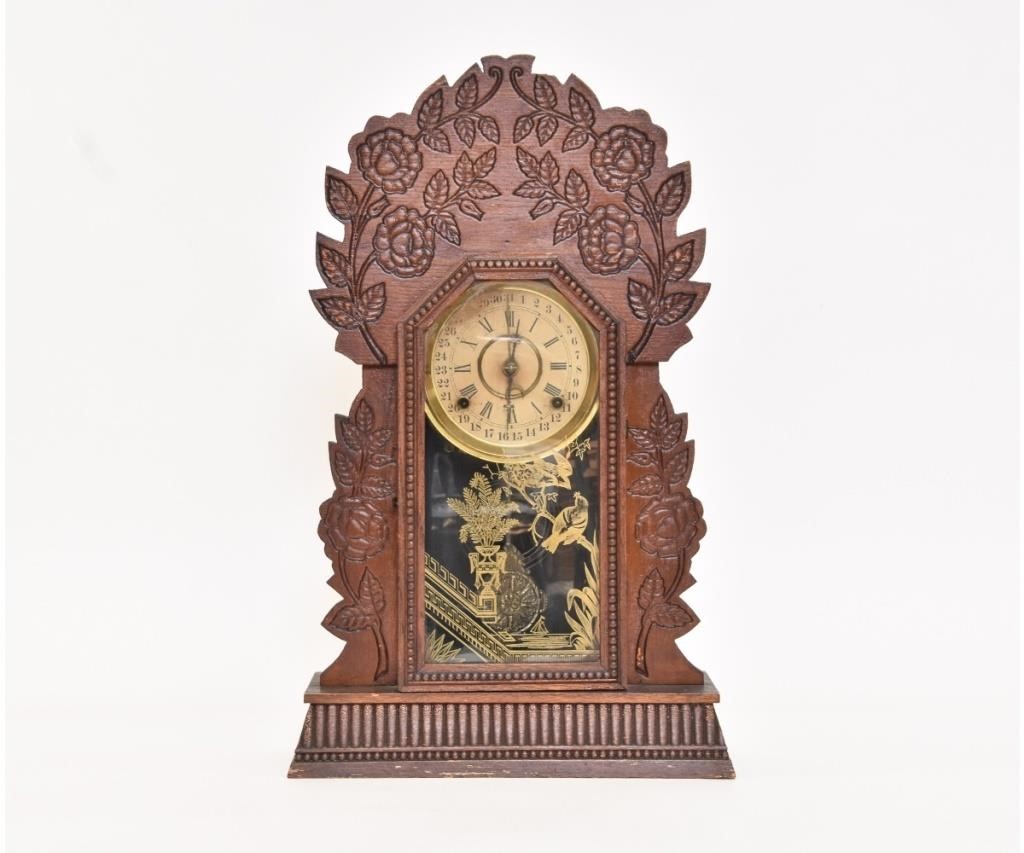 A Gilbert oak mantle calendar clock 23 5 h 28ad11