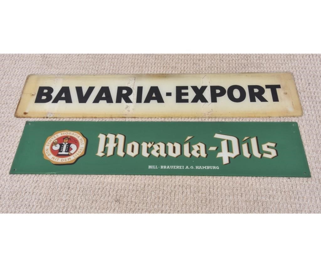 Two vintage glass beer signs, Moravia-Pils