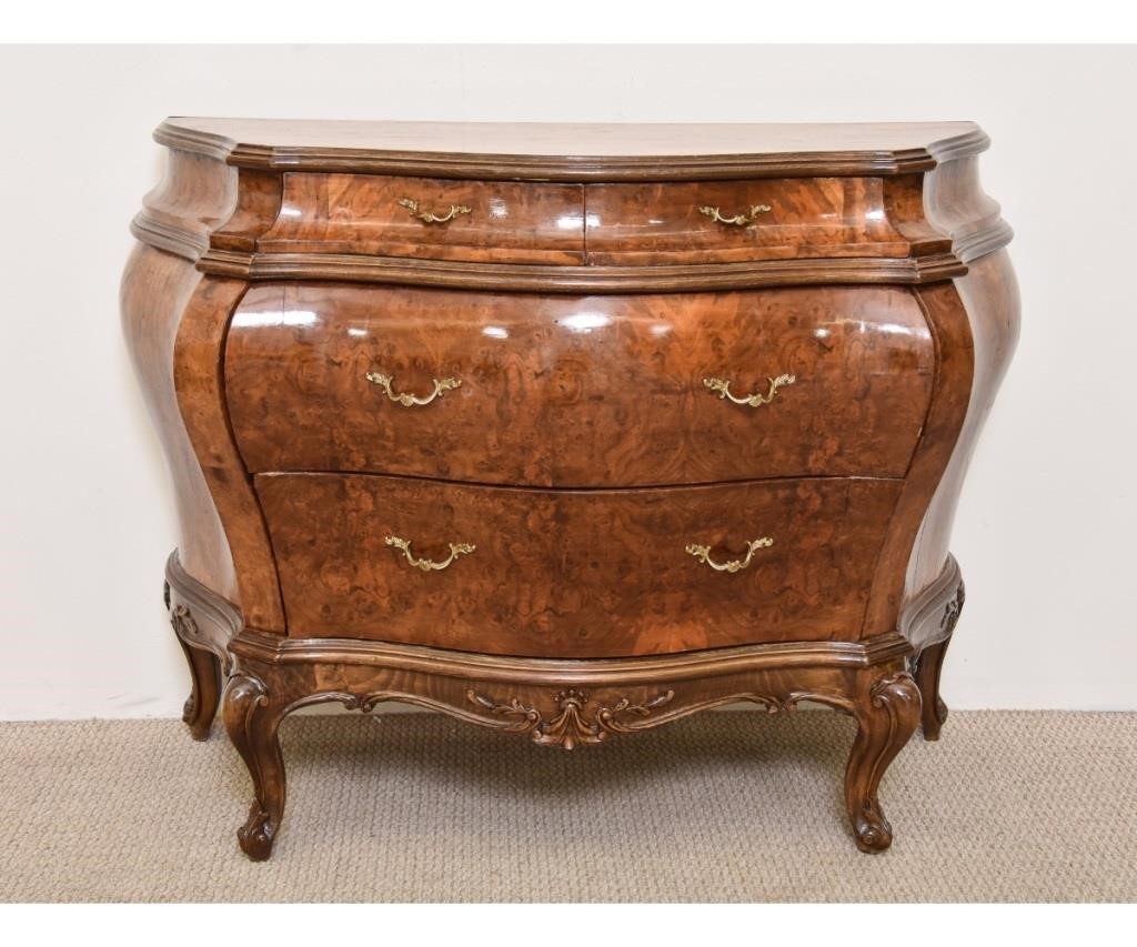 Burl walnut bombe chest of drawers  28ad35