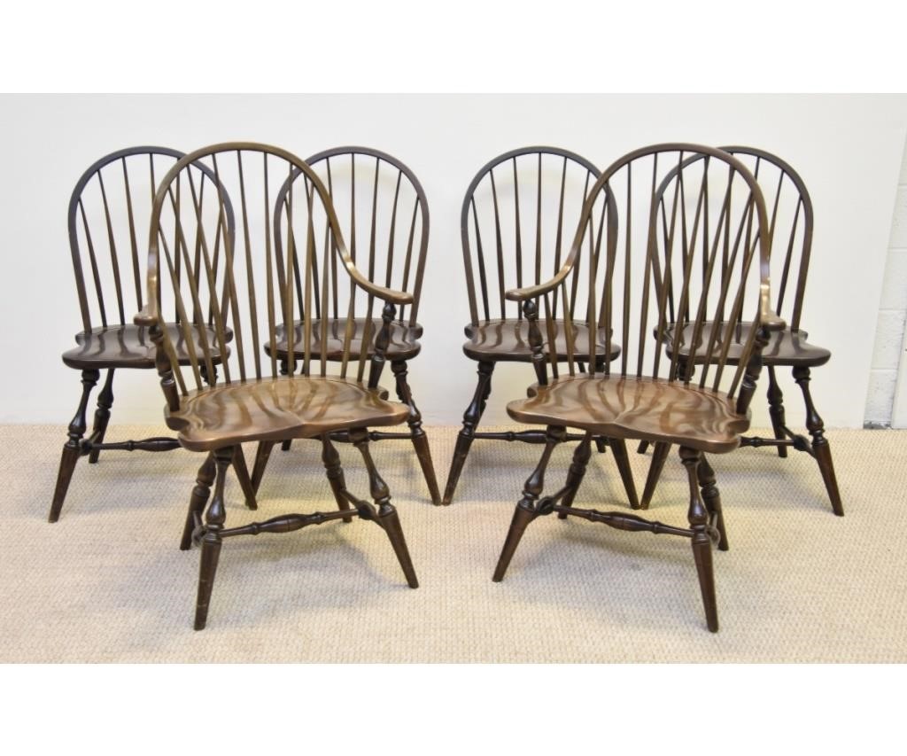 Signed Stickley set of six Windsor-style