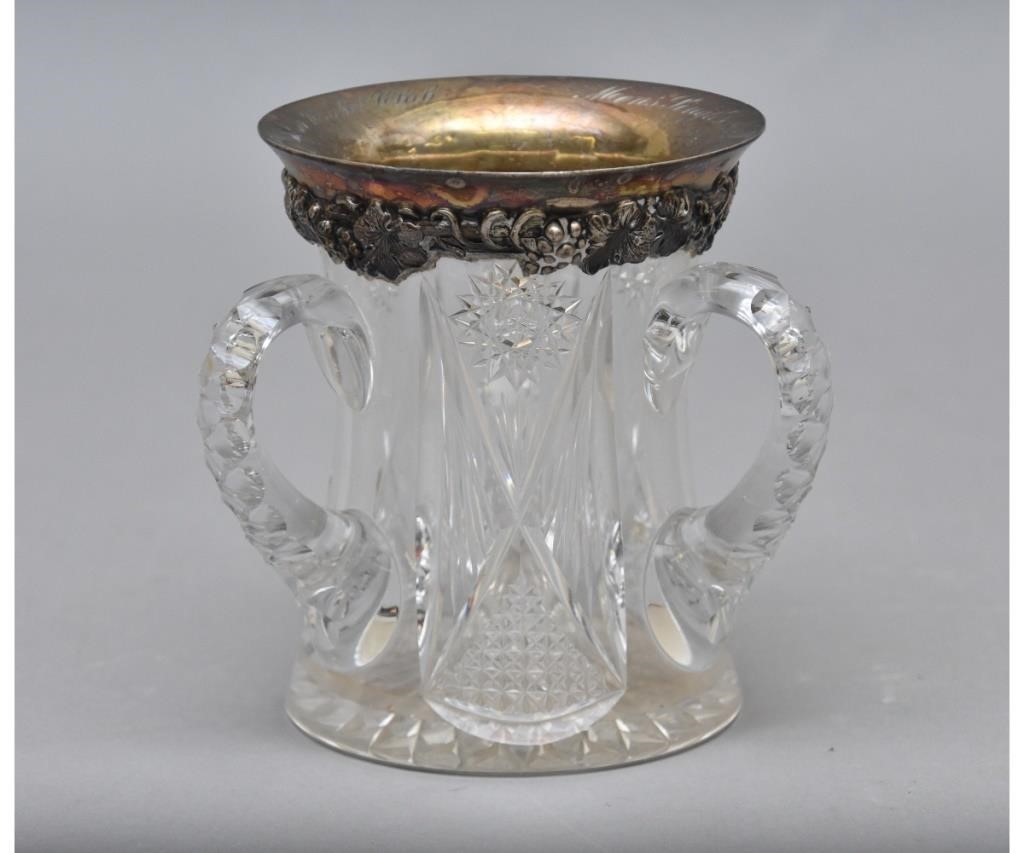 Cut glass and sterling rimmed trophy 28afbb