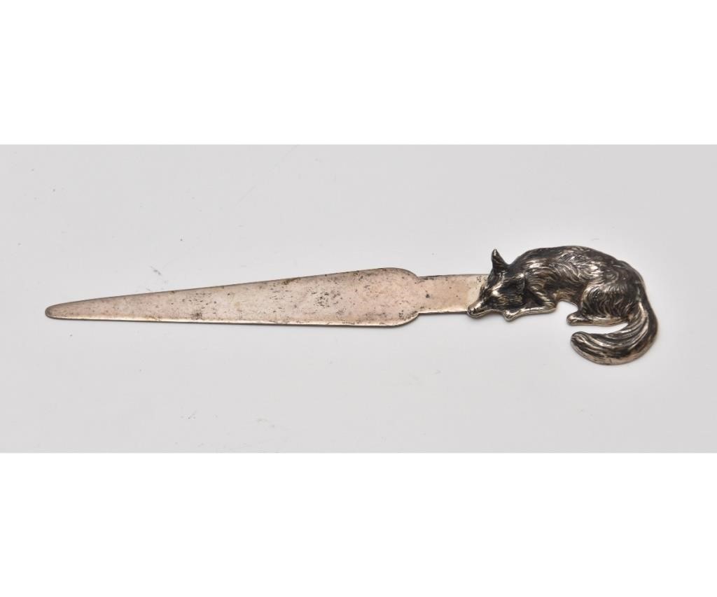 Sterling silver fox letter opener marked