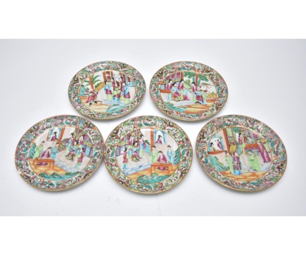 Five large Rose Mandarin plates, circa