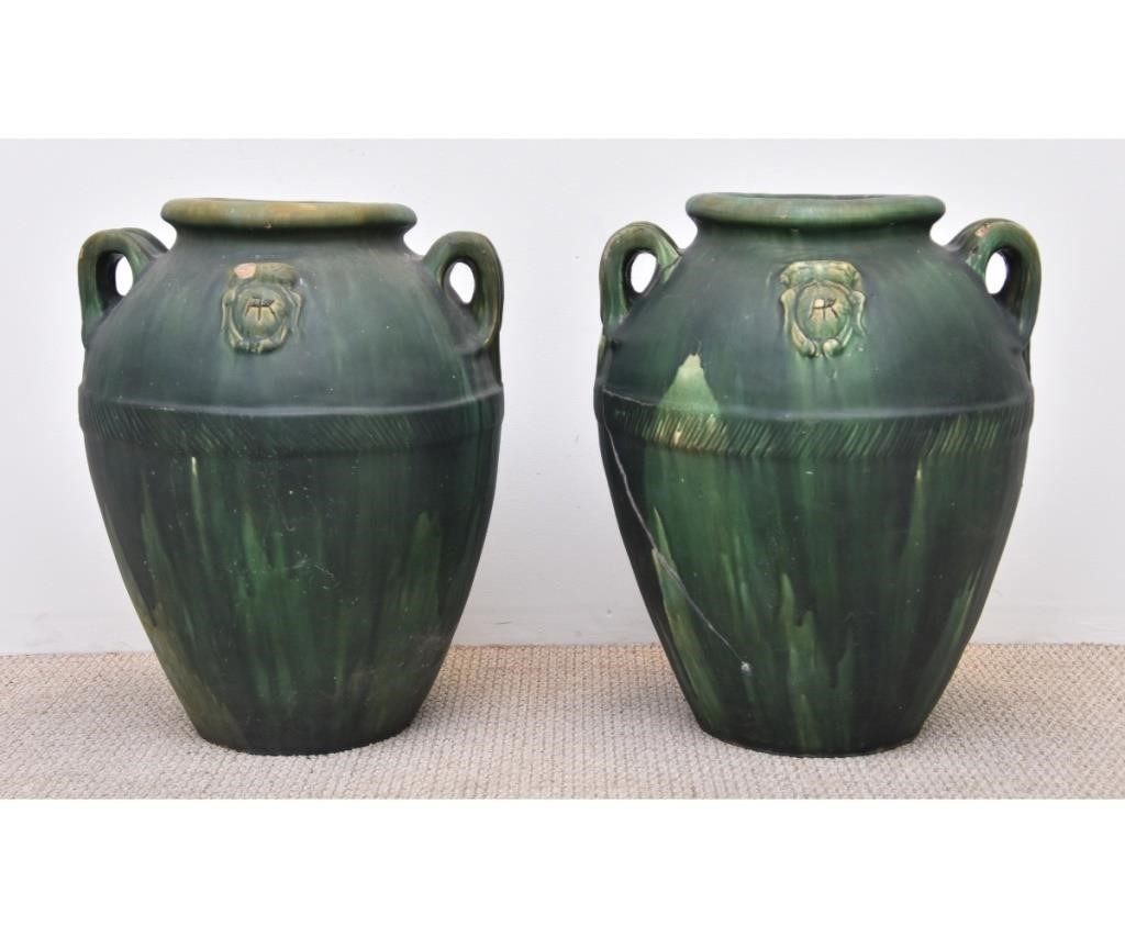 Massive pair of green glazed pottery 28afc0
