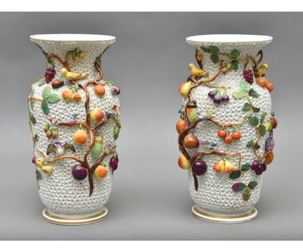Pair of colorful German porcelain flowering