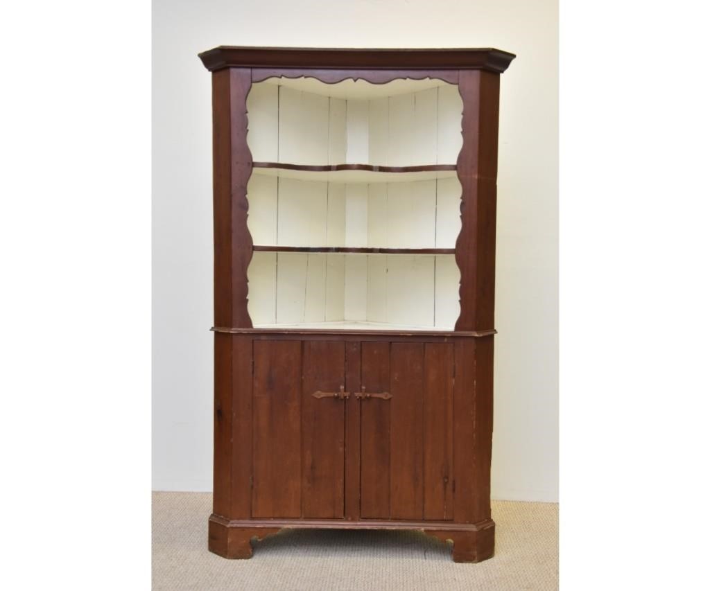 Country open pine corner cupboard  28affc