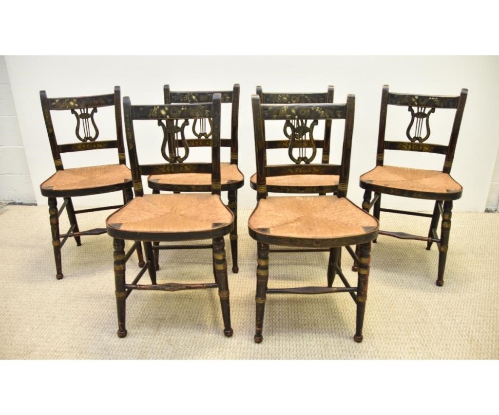 Six Sheraton paint decorated fancy chairs,