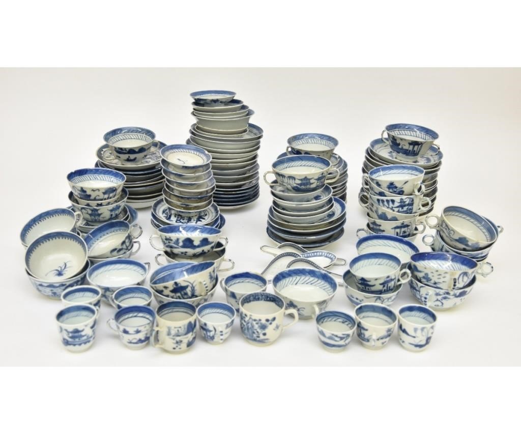 Collection of Canton cups and saucers,