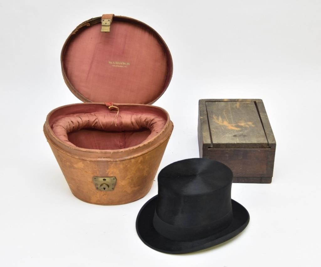 Leather cased top hat by Reeds  28b05c