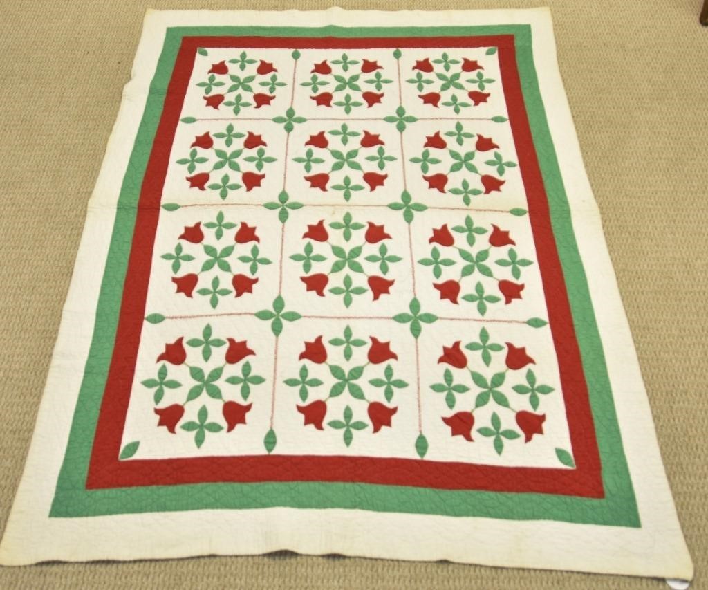 Colorful applique youth quilt with