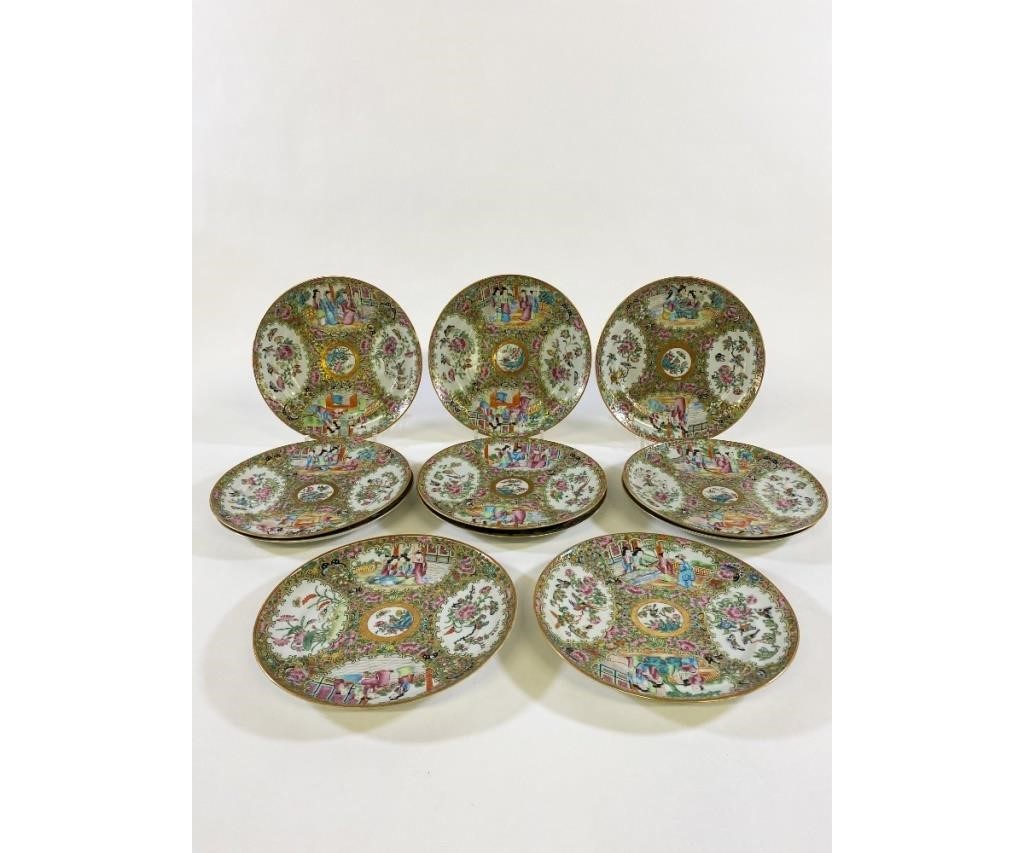 Eleven Rose Medallion plates, 19th