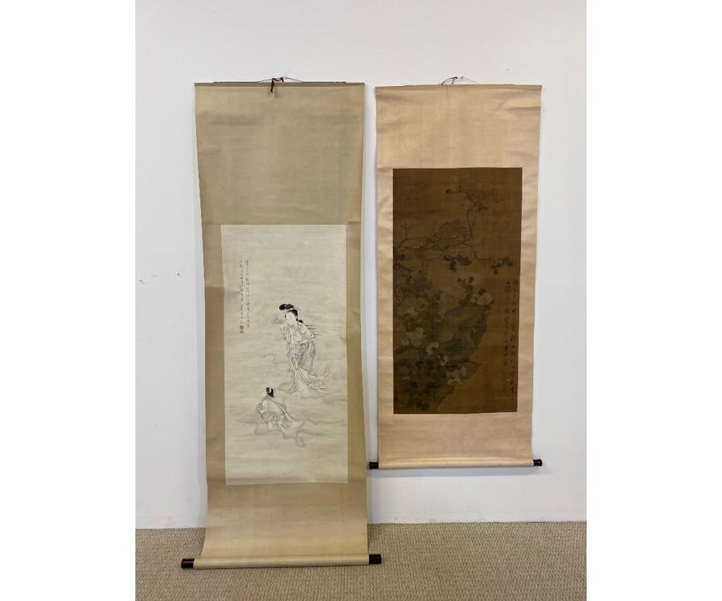 Pair of Chinese scrolls, the first
