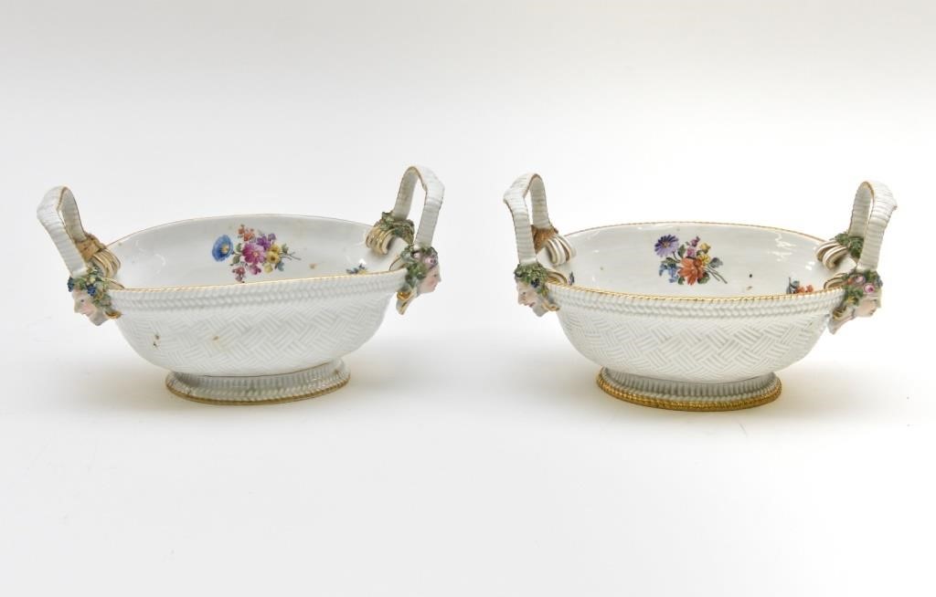 Two similar Meissen porcelain sweet