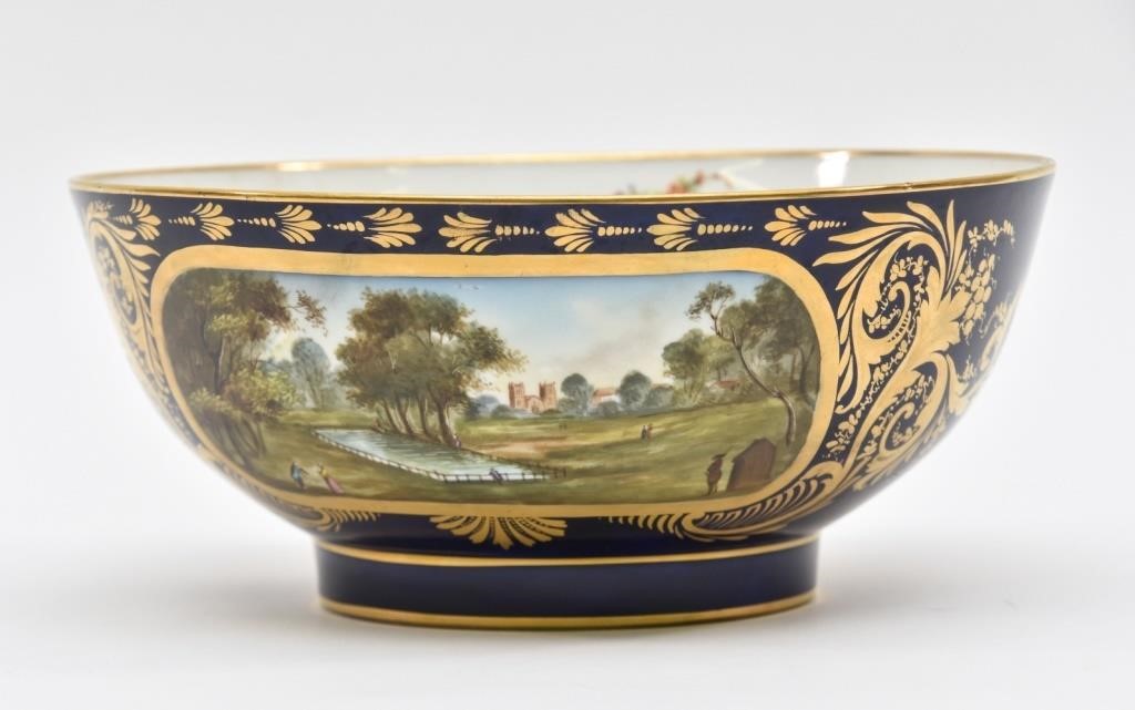 Derby bowl, 19th c. with deep blue and