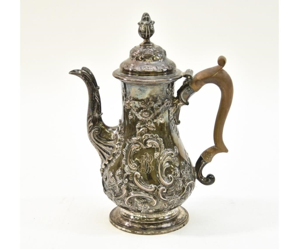 English silver repousse coffee 28b175