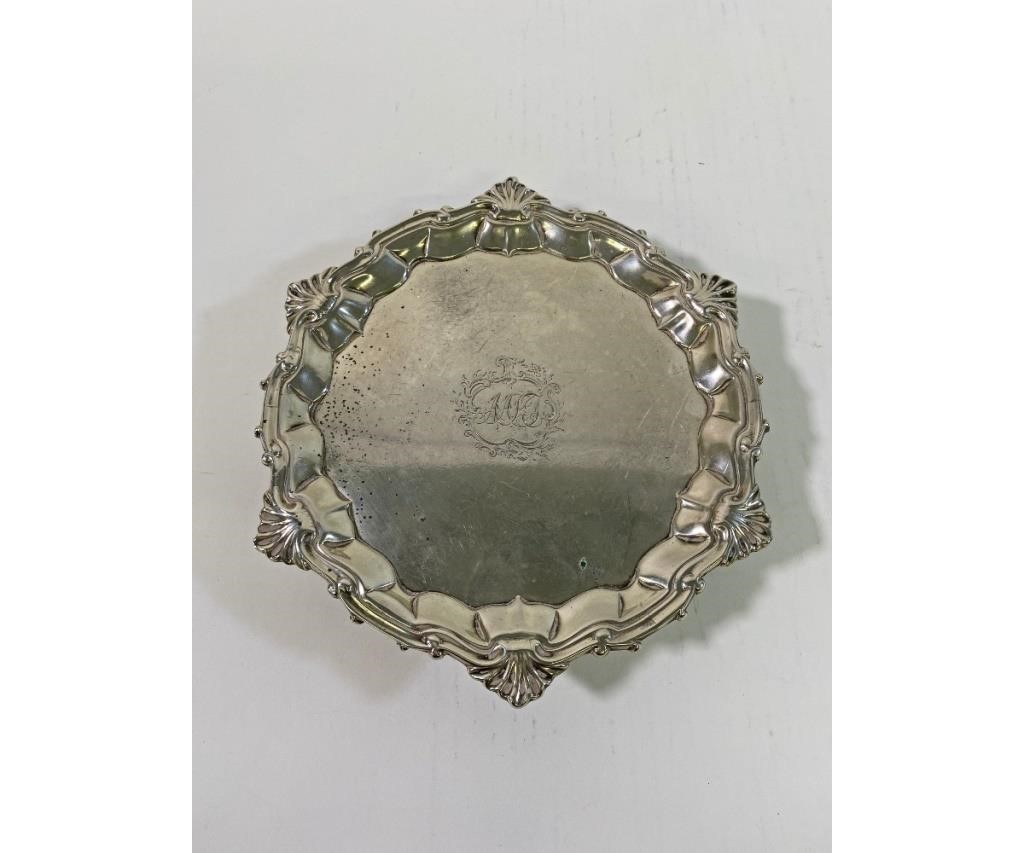 American silver waiter with monogram