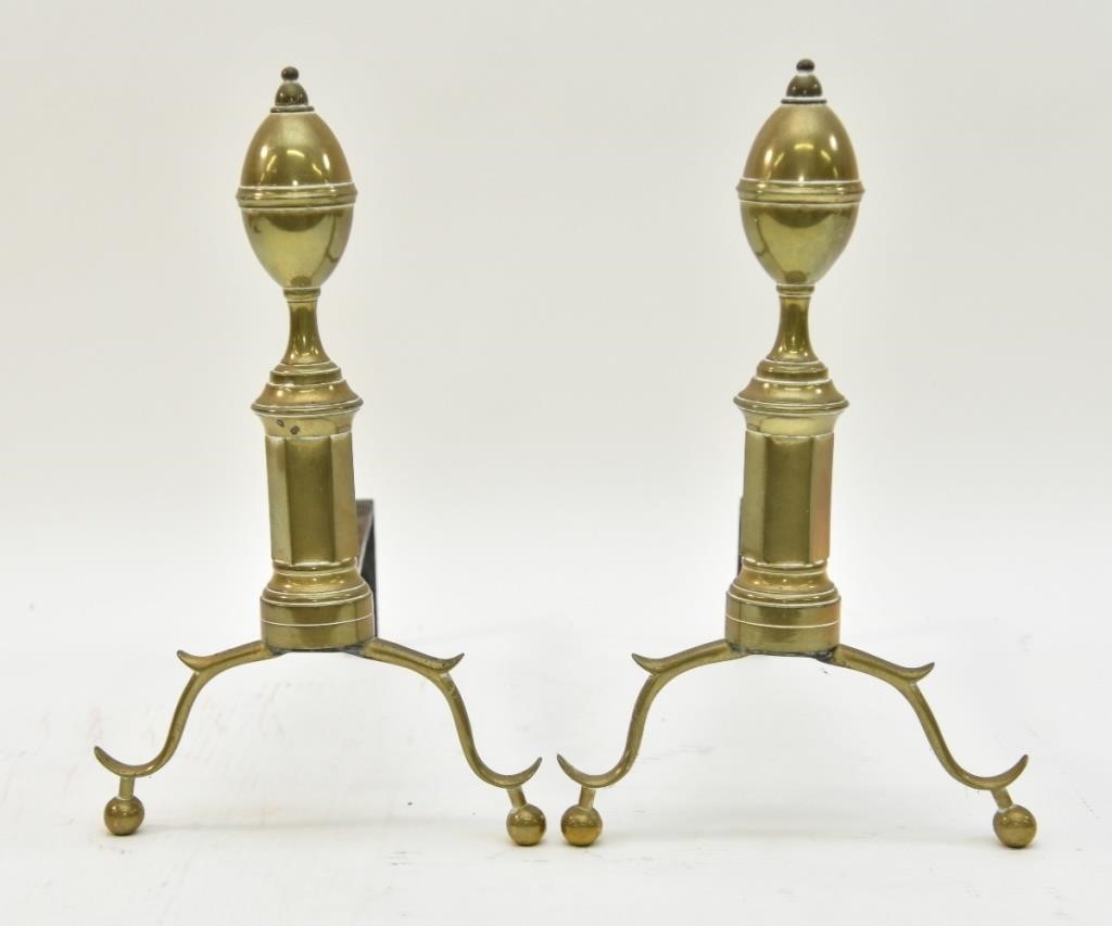 Pair of brass lemon top andirons  28b1f2