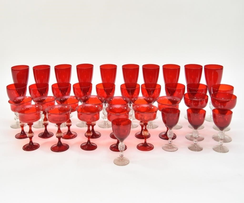 Ten red Morgantown Glass goblets  28b1fa