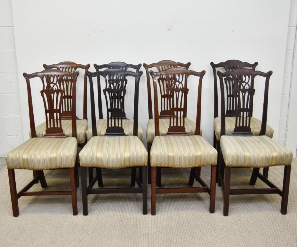 Assembled set of eight Chippendale