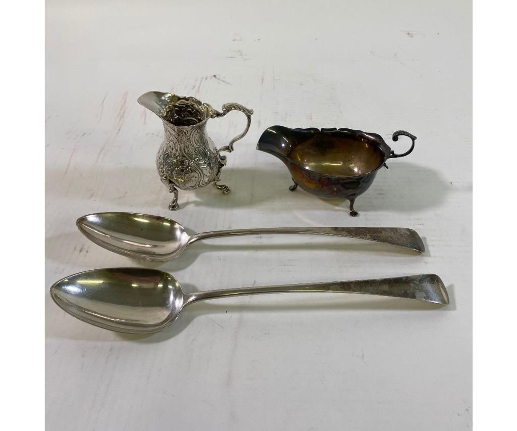Two Georgian silver stuffing spoons  28b205