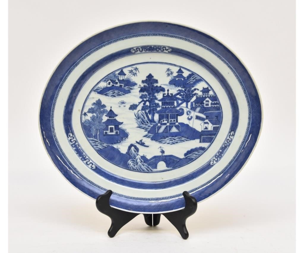 Nanking Chinese blue/white large oval