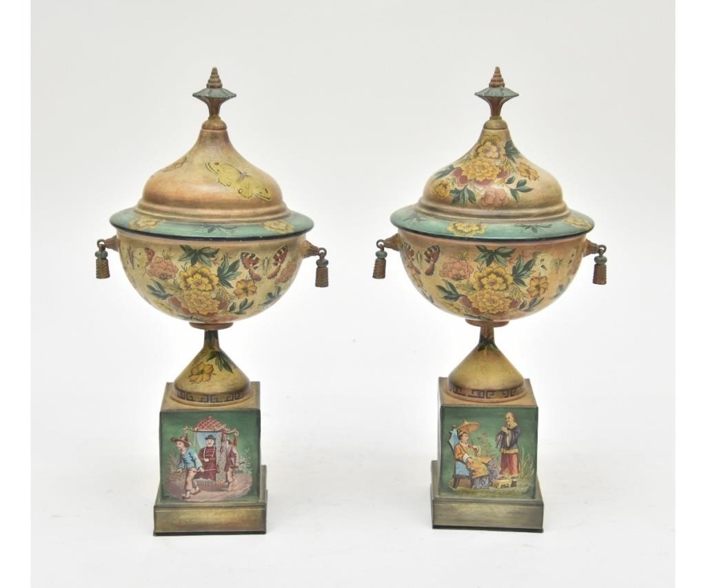 Pair of Chinese tole decorated