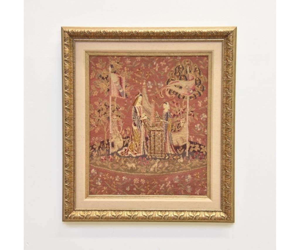 Gilt framed English tapestry with 28b30e