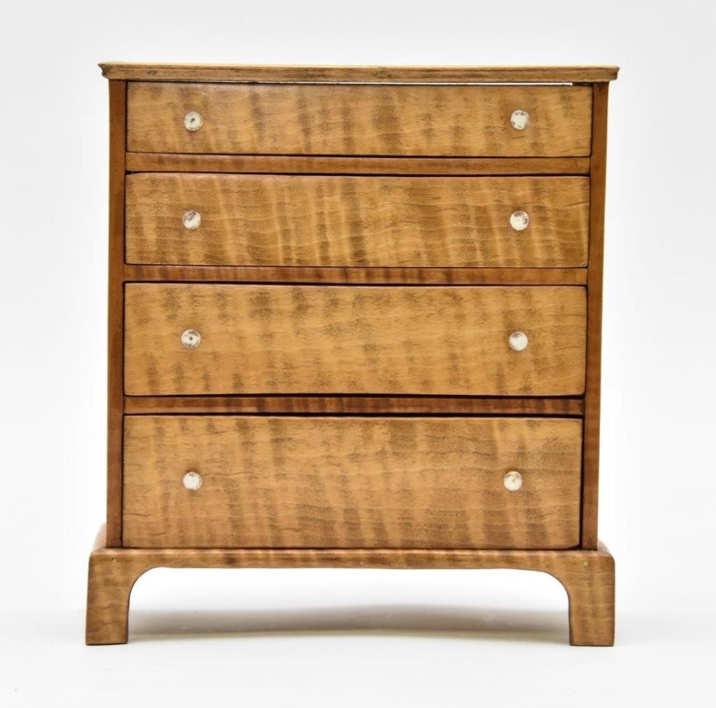 Miniature tiger maple chest of