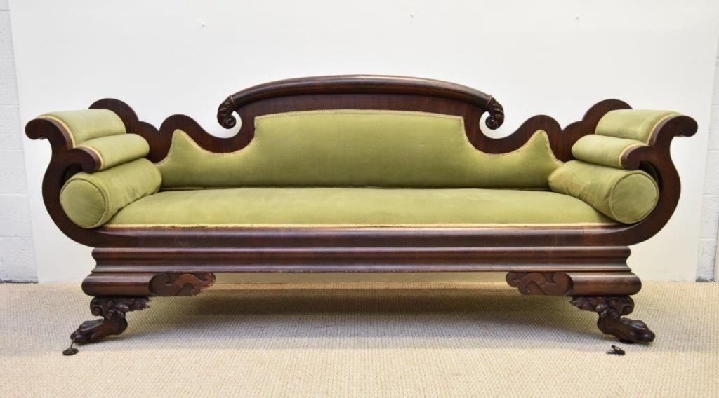 Large Empire mahogany sofa, circa