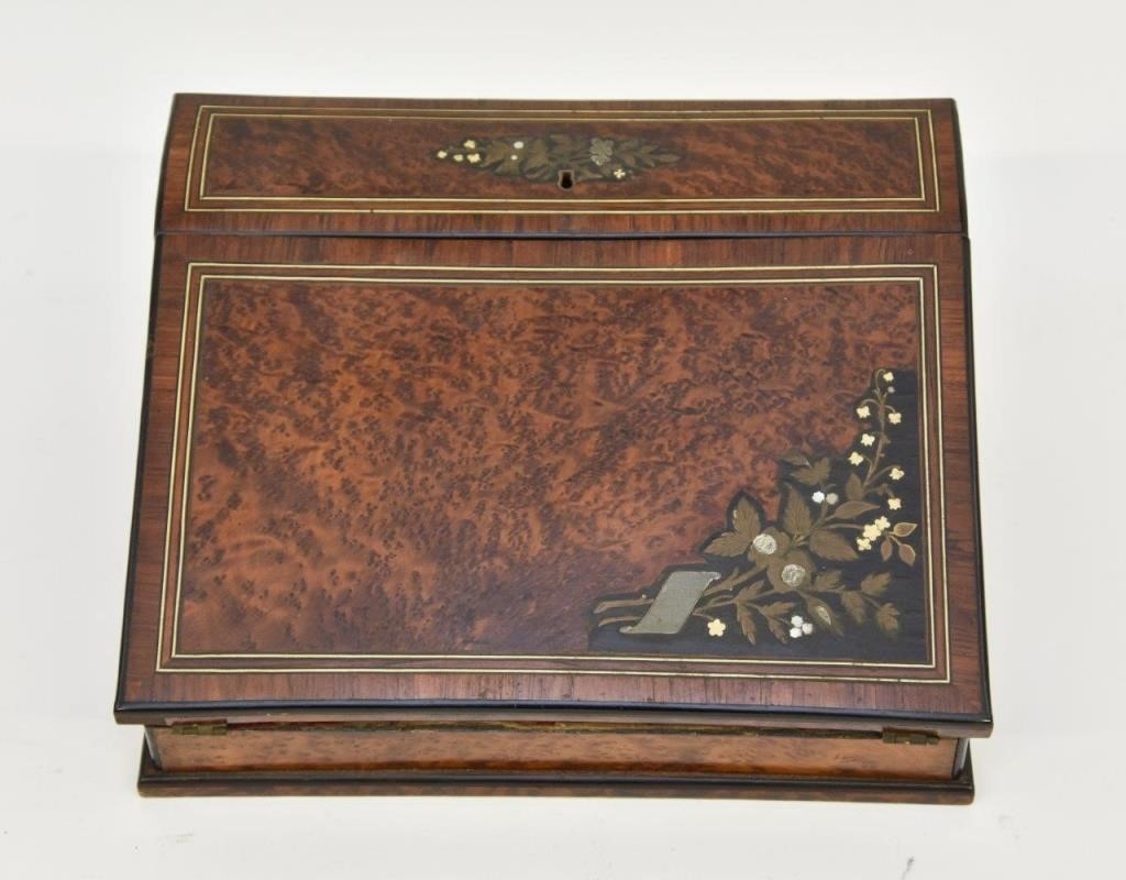 Burl wood lap desk circa 1870 28b355