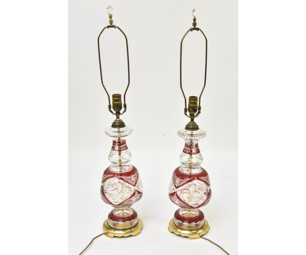 Pair of decorative glass table lamps