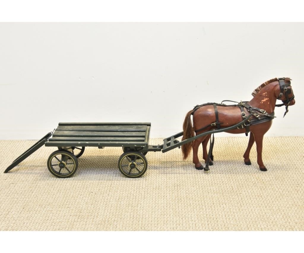 Finely carved wood horse and wagon  28b38a