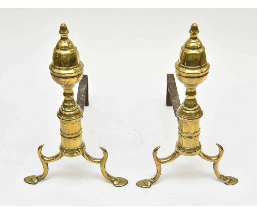 Pair of Chippendale brass andirons