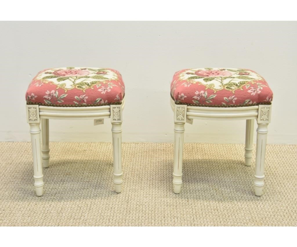Pair of French style needlepoint