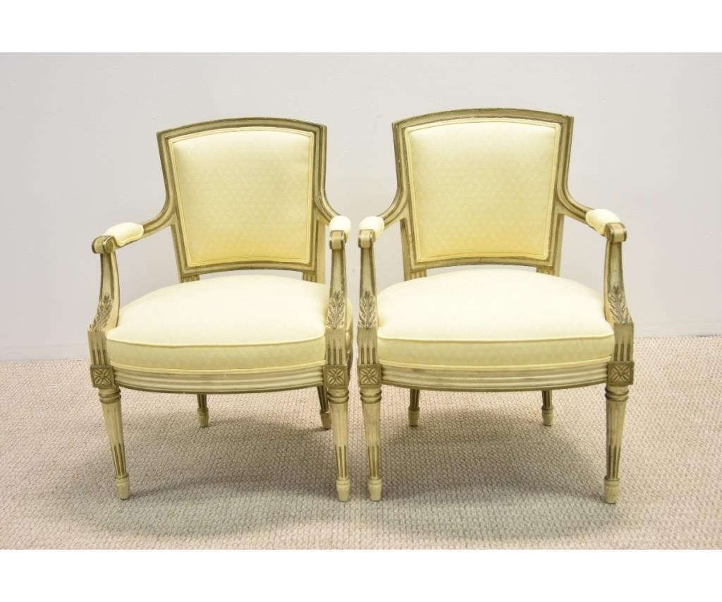 Pair of French upholstered open