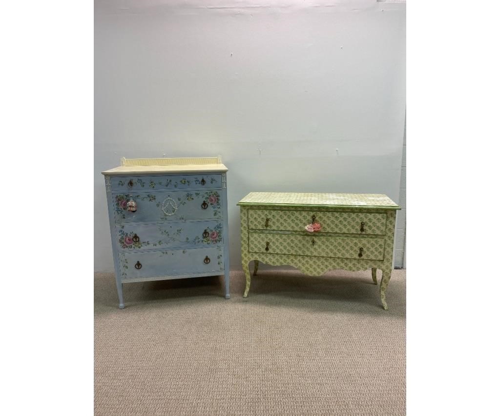 Paint decorated chest of drawers,