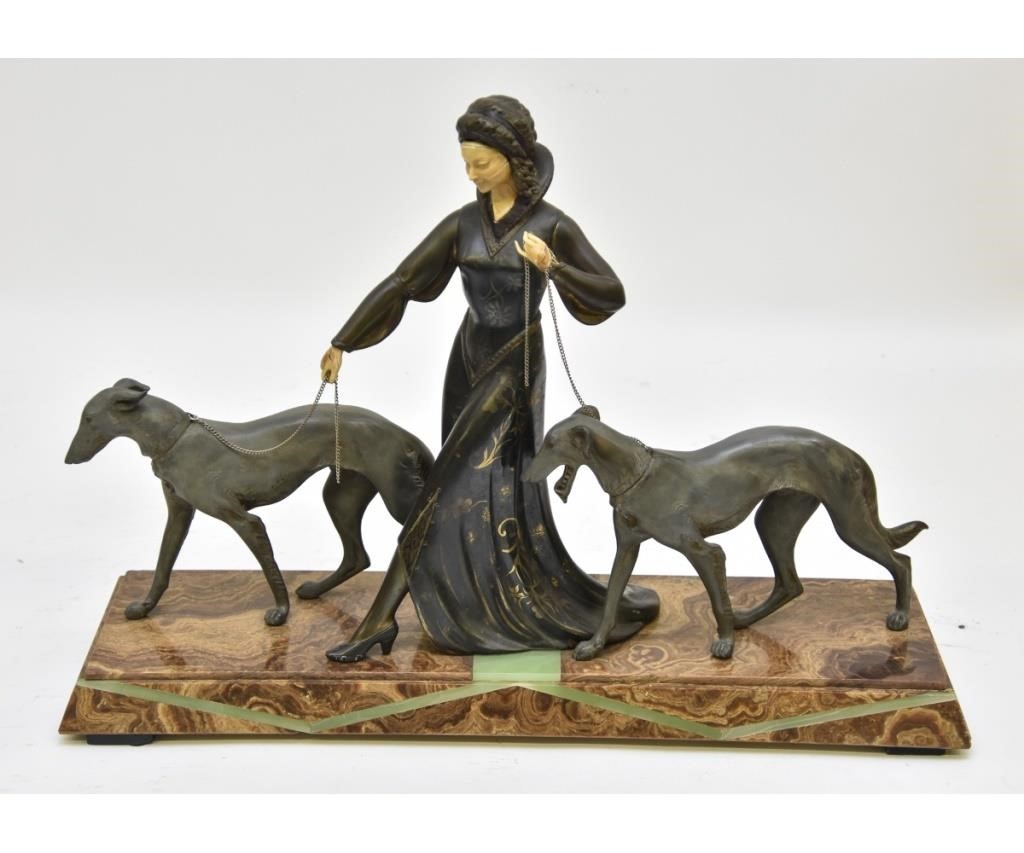 Art Nouveau spelter metal and marble 28b409