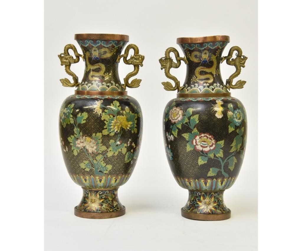 Pair of Asian cloisonne vases  28b418