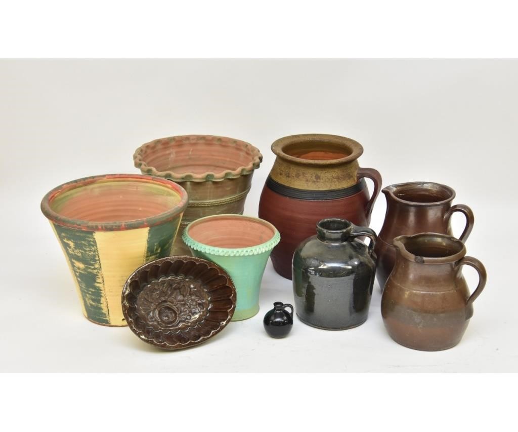 Brown stoneware pitcher, 19th c.