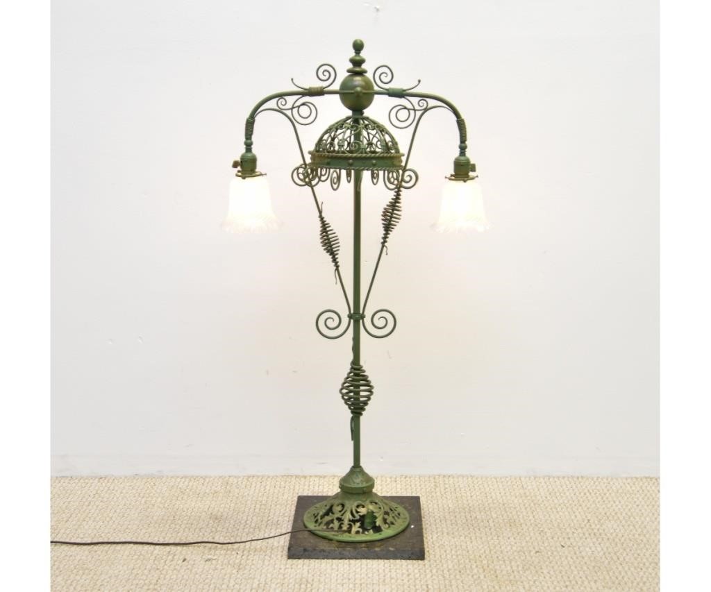 Wrought iron green painted double 28b459