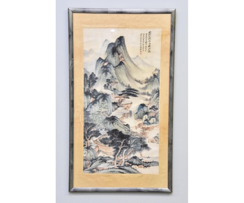 Framed Chinese painted mountain 28b4d1