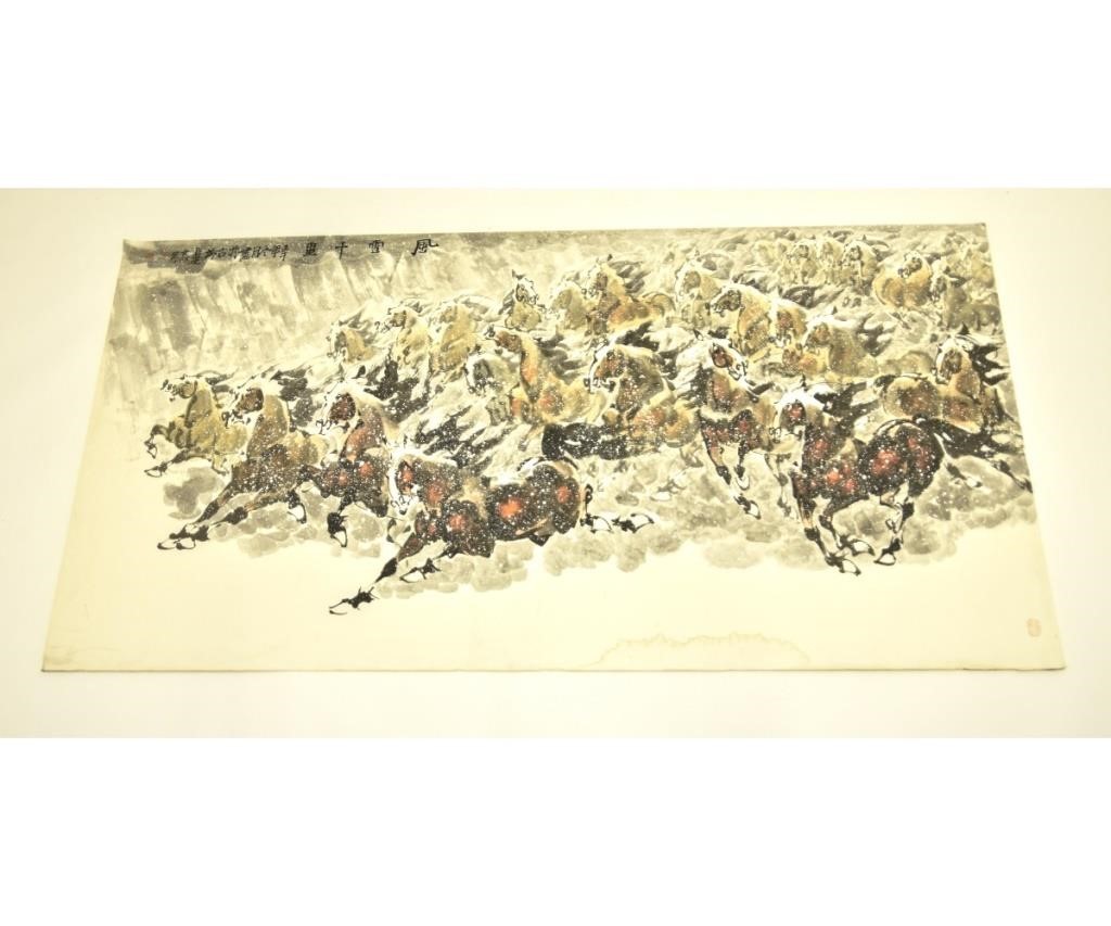 Large unframed Chinese watercolor