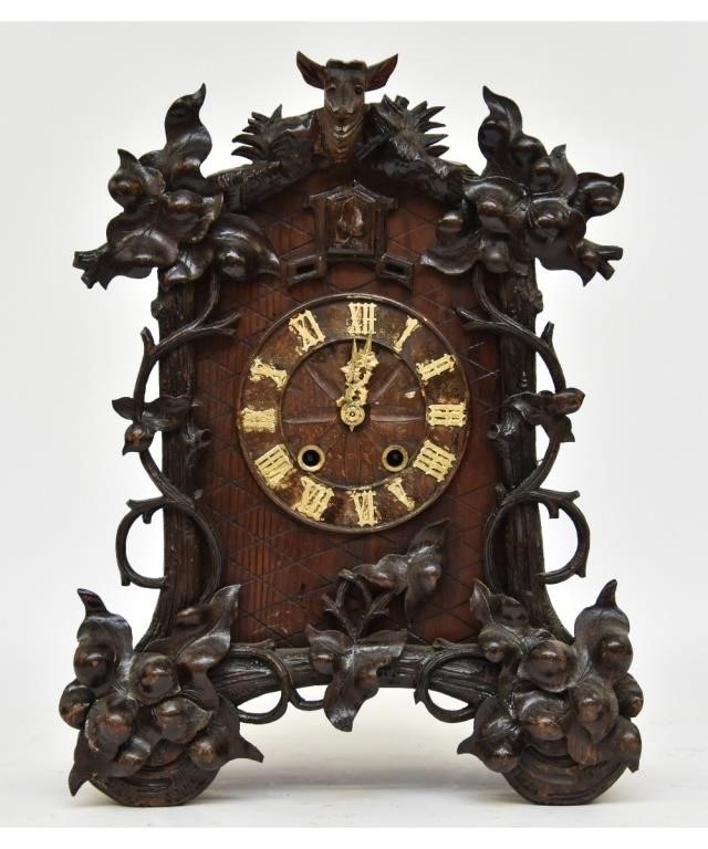 Black Forest mantel clock, post