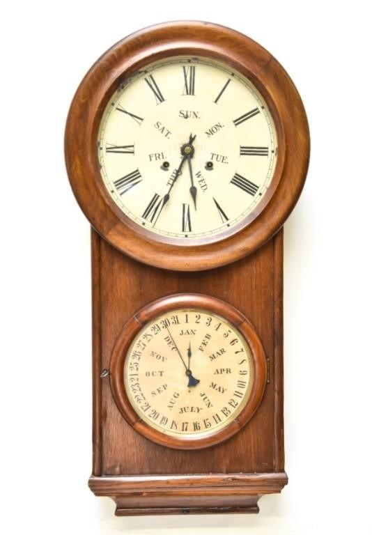 Lewis perpetual mahogany cased calendar